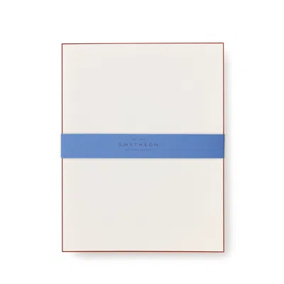Smythson Bordered Kings Writing Paper In Poinsettia Red