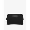 Smythson Brand-patch Canvas Travel Pouch Black In Black