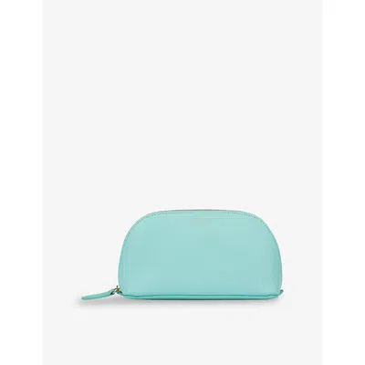 Smythson Panama Leather Cosmetics Case In Bright Aqua