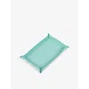Smythson Small Rectangular Leather Trinket Tray Bright Aqua In Bright Aqua