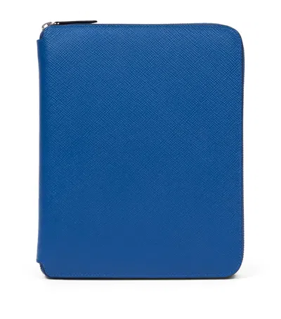 Smythson Calfskin Panama A5 Folder And Notebook Set In Blue