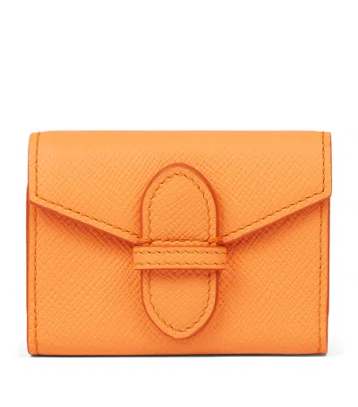 Smythson Calfskin Panama Playing Cards And Case Set In Orange