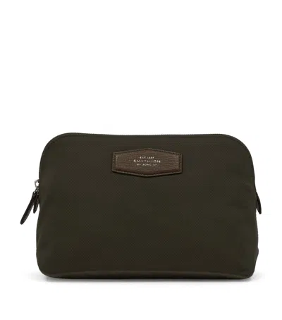 Smythson Canvas Wash Bag In Green