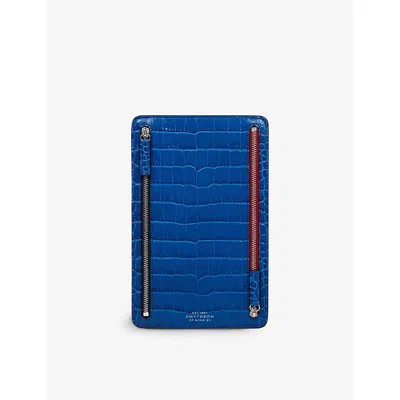 Smythson Panama Leather Currency Case Cerulean