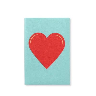 Smythson Chelsea Charm Heart Notebook In Panama In Bright Aqua