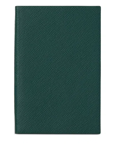Smythson Chelsea Leather Notebook (16.7cm X 11.2cm) In Green
