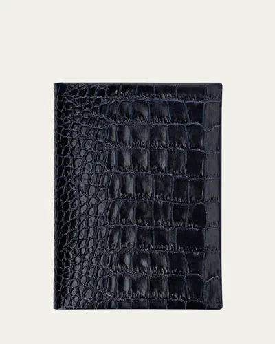 Smythson Chelsea Notebook In Mara Croc-embossed Leather In Blue