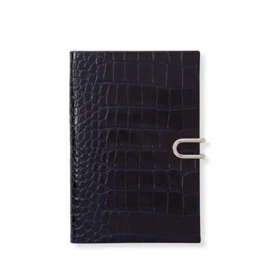Smythson Chelsea Notebook With Slide Closure In Mara In Navy