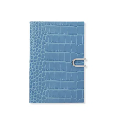 Smythson Chelsea Notebook With Slide In Mara In Nile Blue