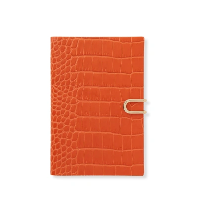 Smythson Chelsea Notebook With Slide In Mara In Orange
