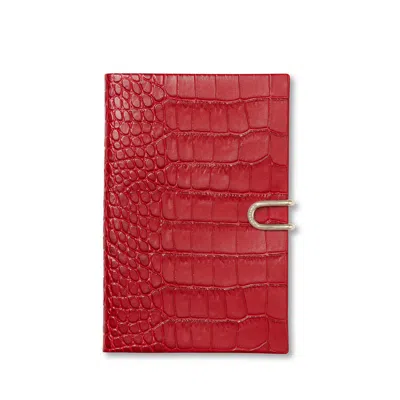 Smythson Chelsea Notebook With Slide In Mara In Red