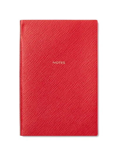 Smythson Chelsea Panama Leather Notebook In Red