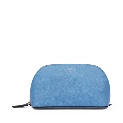 Smythson Cosmetic Case In Panama In Nile Blue