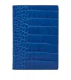Smythson Croc-embossed Leather Passport Cover In Blue