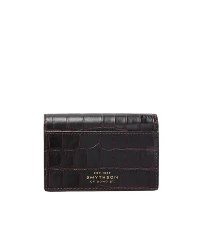 Smythson Croc-effect Leather Wallet In Purple