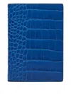 Smythson Croc-embossed Leather Passport Cover In Blue