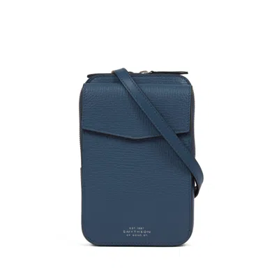 Smythson Crossbody Pouch In Ludlow In Admiral Blue