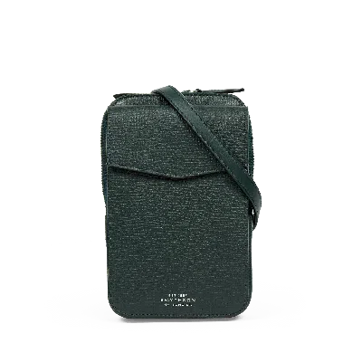 Smythson Crossbody Pouch In Ludlow In Bottle Green