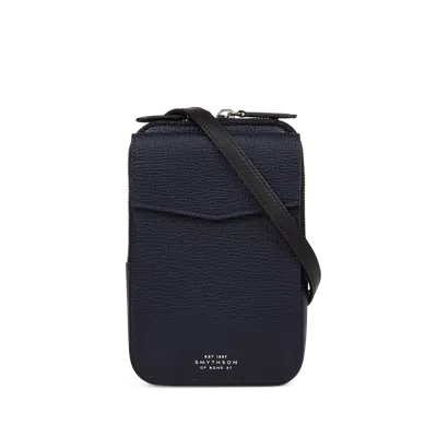 Smythson Crossbody Pouch In Ludlow In Navy