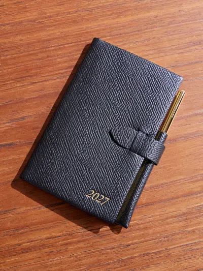 Smythson Cross-grain Leather Notebook In Black