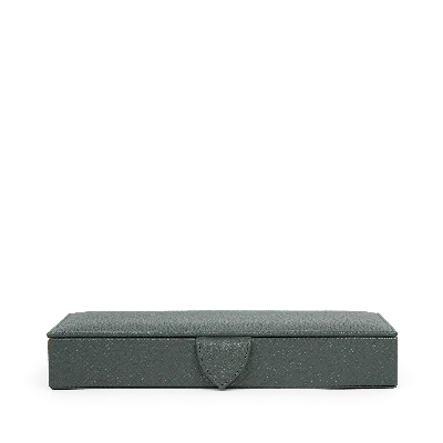 Smythson Cufflink Box In Panama In Slate Green