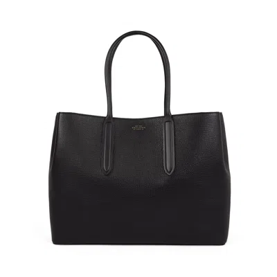 Smythson Day Tote With Zip In Ludlow In Black