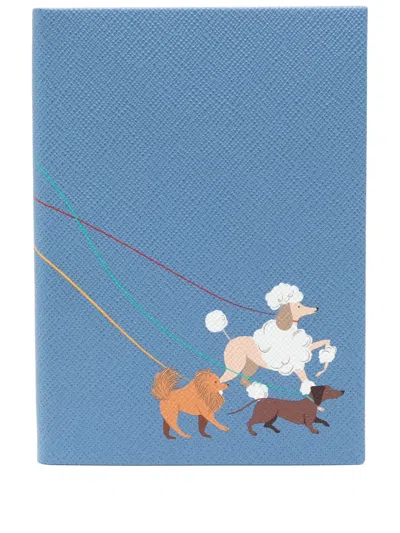 Smythson Poodle Soho Notebook In Panama In Nile Blue