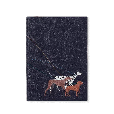 Smythson Dogs Soho Notebook In Panama In Navy