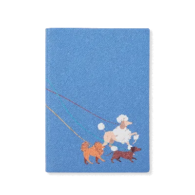 Smythson Dogs Soho Notebook In Panama In Nile Blue