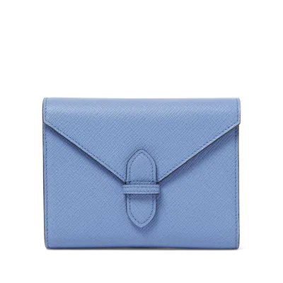 Smythson Double Playing Cards Case In Panama In Nile Blue