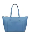 Smythson East West Tote Bag With Zip In Panama In Blue