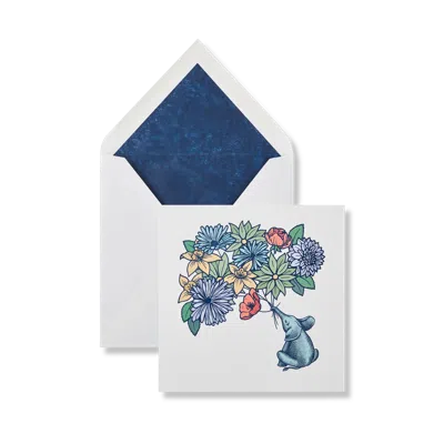 Smythson Elephant Greeting Card In White Wove
