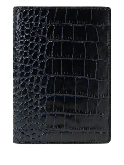 Smythson Embossed Passport-cover In Blue