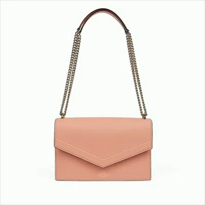 Smythson Envelope Crossbody Bag In Cross-grain Calf Leather In Pink