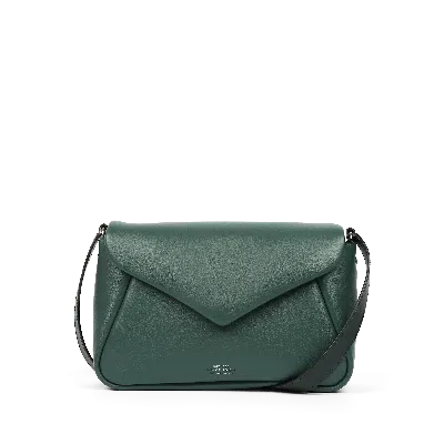 Smythson Envelope Crossbody Bag In Milton In Pine Green