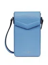 Smythson Envelope Crossbody Phone Case In Blue