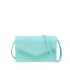 Smythson Envelope Purse Crossbody In Panama In Bright Aqua