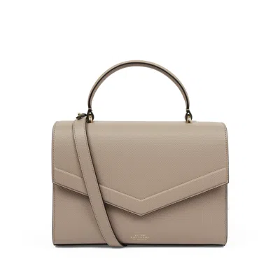 Smythson Envelope Top Handle Bag In Panama In Brown