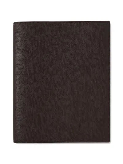 Smythson Evergreen Refillable Large Notebook In Brown