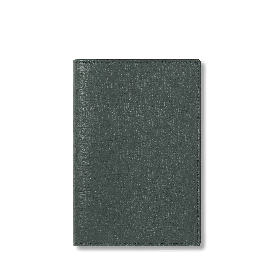 Smythson Evergreen Refillable Small Notebook In Ludlow In Slate Green
