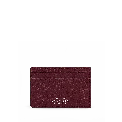 Smythson Flat Card Holder In Ludlow In Dark Cherry