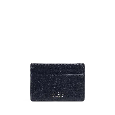 Smythson Flat Card Holder In Ludlow In Navy