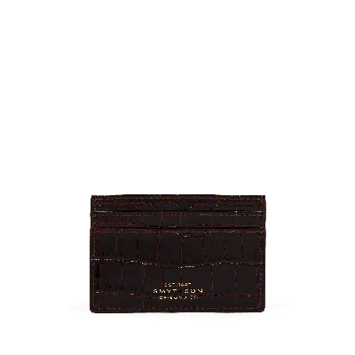 Smythson Flat Card Holder In Mara In Brown