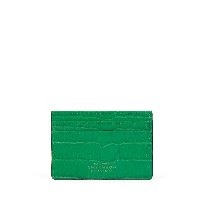 Smythson Flat Card Holder In Mara In Green