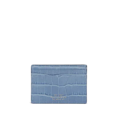 Smythson Flat Card Holder In Mara In Nile Blue