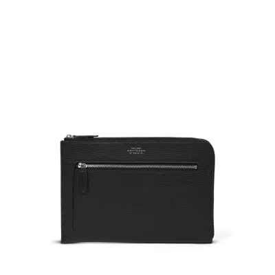 Smythson Flat Travel Organiser Pouch In Ludlow In Black