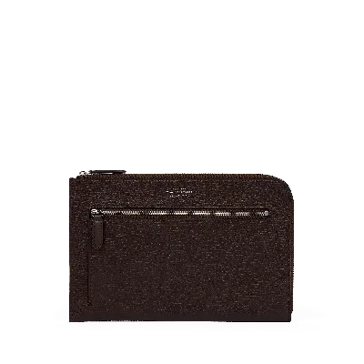 Smythson Flat Travel Organiser Pouch In Ludlow In Dark Brown