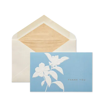 Smythson Floral Thank You Notelets In Blue