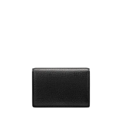 Smythson Folded Card Case With Snap Closure In Ludlow In Black