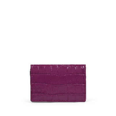 Smythson Folded Card Case With Snap Closure In Mara In Purple